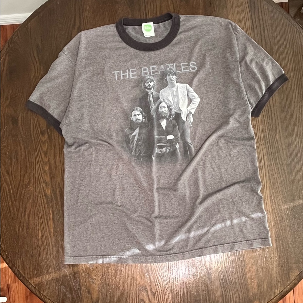 2005 Vintage The Beatles Gray Ringer Graphic T-Shirt